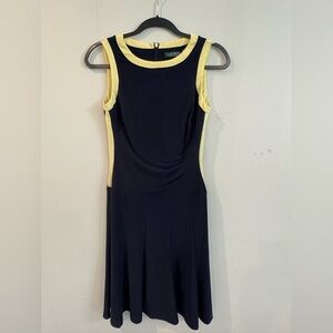 Lauren Ralph Lauren Women Navy Blue with Yellow Accents Tennis Dress Size 4